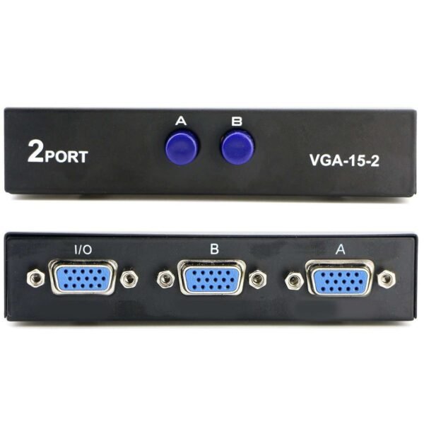 VGA 2 in 1 Out 2 Port VGA Switch Press Button Two Way VGA Vedio Switch for PC TV Monitor